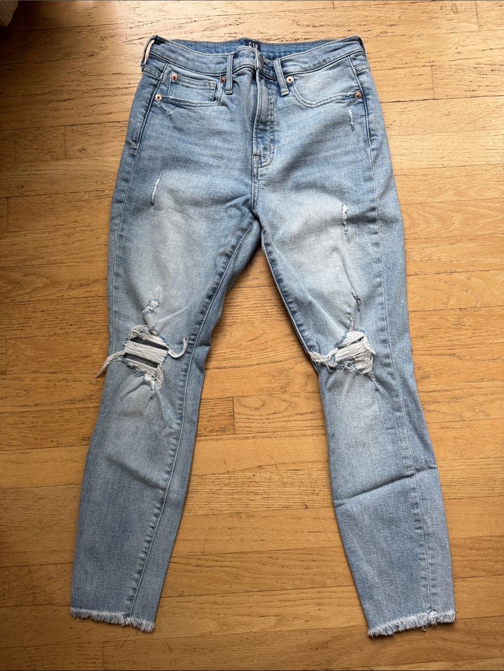 GAP Light Blue Skinny Jeans with Knee Rips